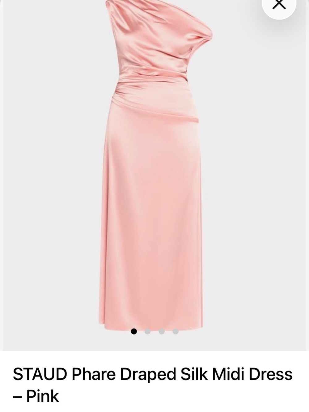 STAUD Phare Draped Silk Midi Skirt in Blush Pink